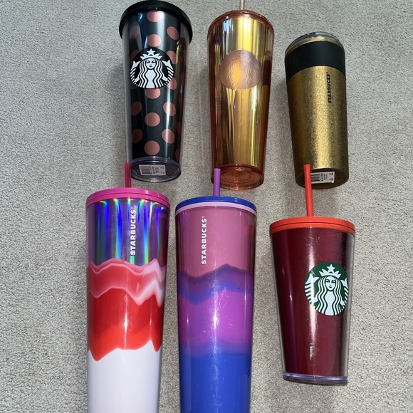 6 Starbucks Tumblers Cups Lot Venti 24 Oz‎  Rare Colorful Gift Christmas Present - Picture 1 of 16